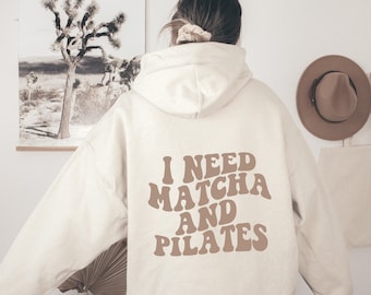 Sudadera con capucha Matcha, sudadera con capucha Pilates, sudadera Matcha, camisa Pilates, regalo Matcha, regalo Pilates, camisa Pilates, sudadera con capucha Matcha Retro