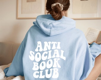 Club de lectura antisocial, sudadera con capucha del club de lectura antisocial, sudadera con capucha para amante de los libros, regalo para amantes de los libros, merchandising librero, regalo para lector, sudadera con capucha de libro