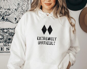 Extremely Difficult Shirt, Ski Hoodie, Double Black Diamond Shirt, Ski Trip Shirts, Snowboarder Hoodie Gift, Ski Trip Gift, Unisex Skiier