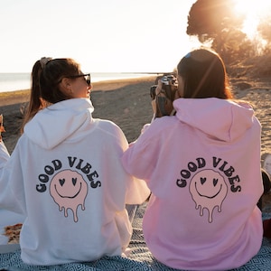 Good Vibes Hoodie, Good Vibes Shirt, Good Vibes Retro Shirt, Back Print Y2K, Y2K Hoodie, Y2K Aesthetic, Back Print Smiley Face, Smiley