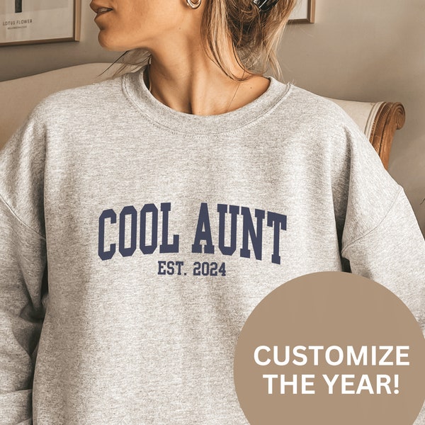 Cadeau personnalisé pour tante, cadeau pour tante, cadeau de nouvelle tante, cadeau de nouvelle tante, cool tante Crewneck, cadeaux de tante mignons, tante d’annonce de grossesse