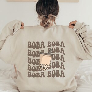 Boba Shirt, Bubble Tea Sweater, Boba Sweatshirt, Milk Tea Sweatshirt, Back Print Crewneck, Bubble Tea Crewneck, Milk Tea, Boba Tea