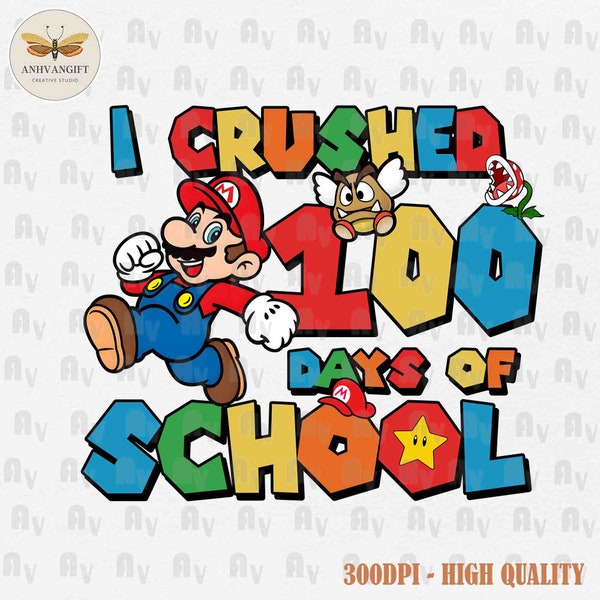 Super 100 Days Of School PNG, Happy 100 Days Of School Design, School Png, Boy Girl Cartoon, I Crushed 100 Days Of School Png, Png File