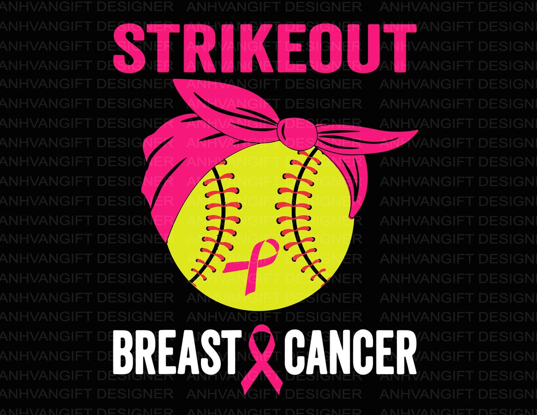 Strike Out SVG, Breast Cancer Svg, Cancer Baseball Svg, Pink Turban Svg