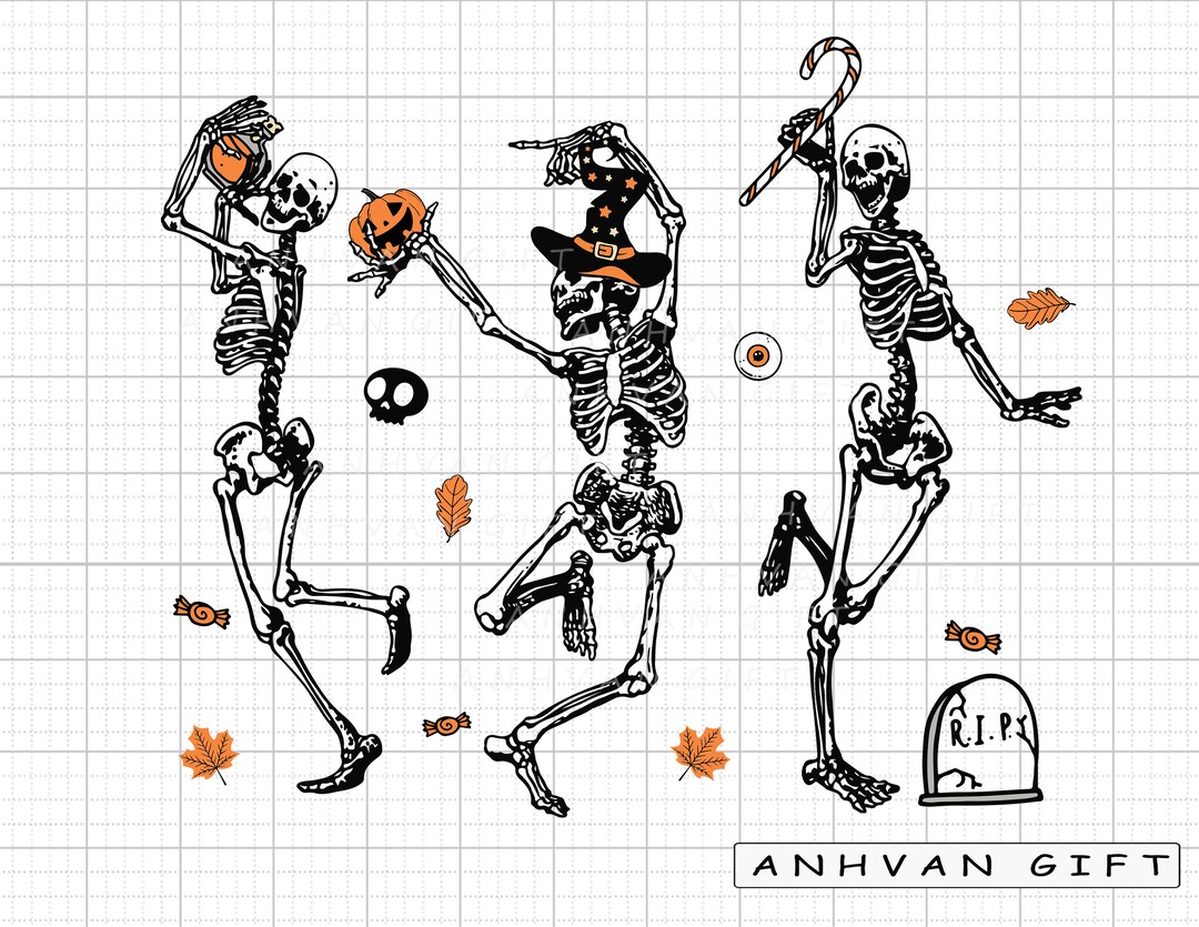 Skeletons Halloween Svg Skeletons Dancing Svg Skeletons Svg Etsy