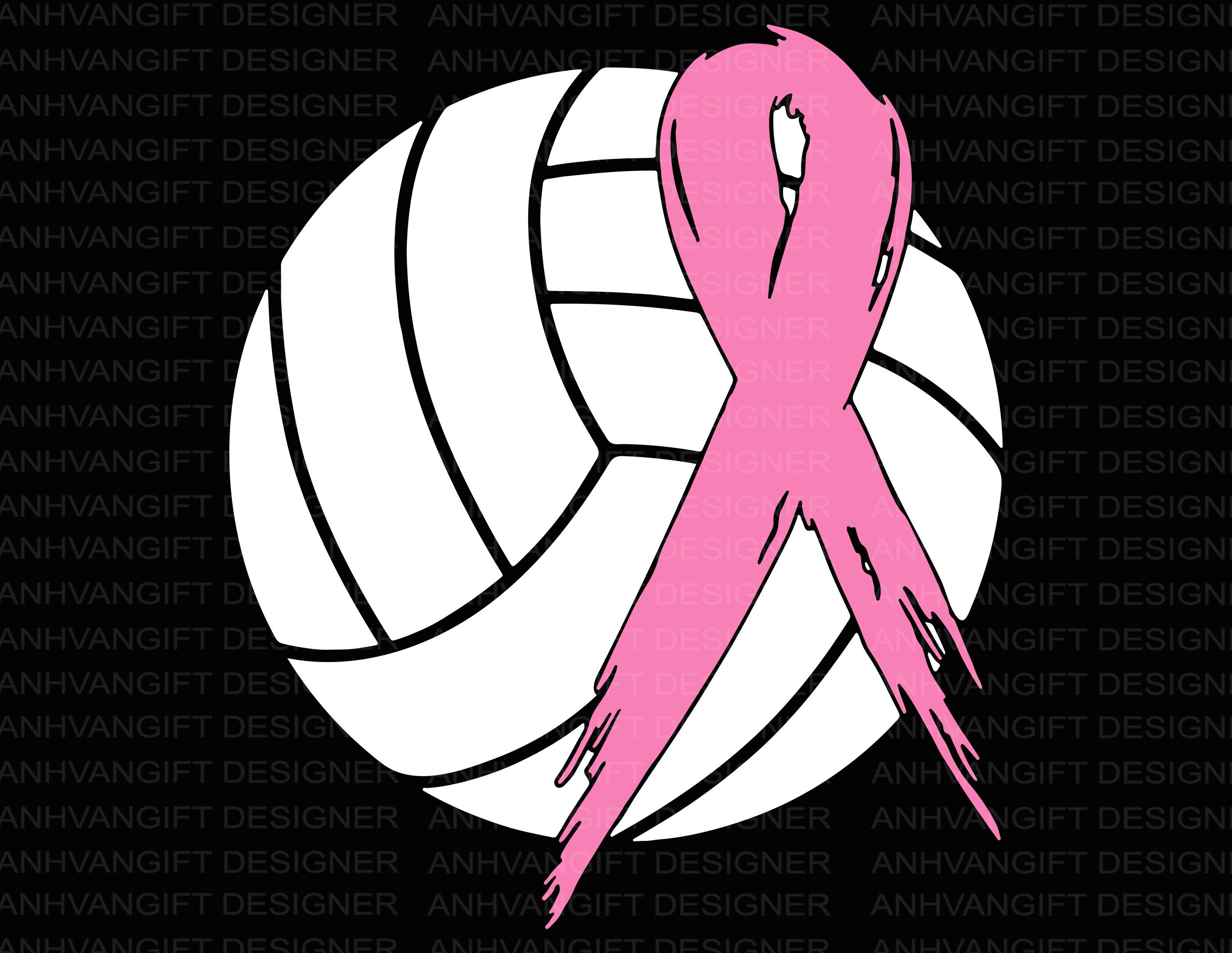 Cancer Volleyball Ribbon, Vector Format