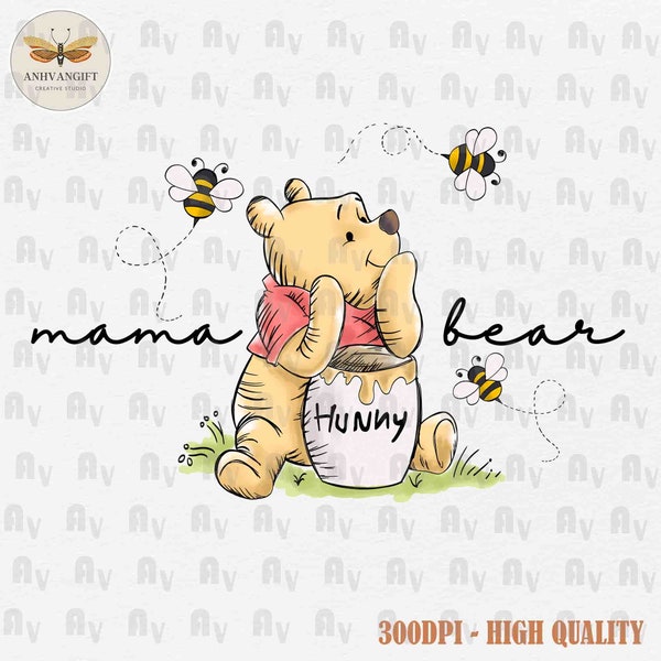 Mama Bear Clipart PNG, Family Vacation Png, Retro Mama Bear Png, Bear Mom Png, Bear Hand Draw Png, Gift For Mom Png, Instant Download