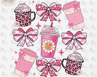 Coquette Bow Mama PNG, Coquette Bows And Iced Coffee Png, Pink Bow Png, Pink Coffee Mom Png, Coquette Coffee Png, Sublimation Design