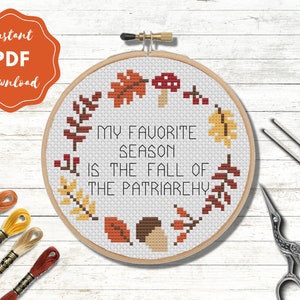 Fall of the Patriarchy| Feminist Cross Stitch | Feminism | Women&#39;s Rights | PDF Digital Download | Printable Cross Stitch Pattern