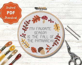 Fall of the Patriarchy Cross Stitch Pattern | Feminist PDF (Digital Download)