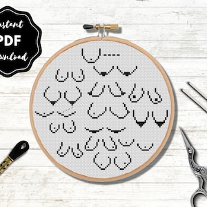 PDF Cross Stitch Pattern | Boobie Cross Stitch | Body Positive Cross Stitch| Feminist Cross Stitch | NSFW Cross Stitch| Boobie Art
