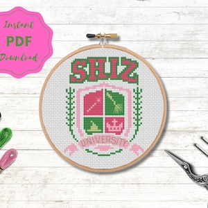 Shiz University | Wicked | Elphaba | Glinda | Cross Stitch | Cross Stitch Pattern | PDF Pattern | Printable Pattern