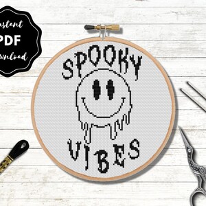Spooky Vibes | Halloween Cross Stitch | Spooky Cross Stitch | PDF Digital Download | Printable Cross Stitch Pattern
