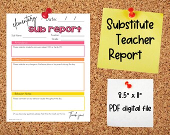 Substitute Teacher Report Template Etsy Substitute Teacher Report Template Etsy
