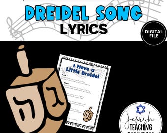 Dreidel Song Lyrics | Song Sheet | Poster | Hebrew School | Hanukkah Chanukah | Sunday School