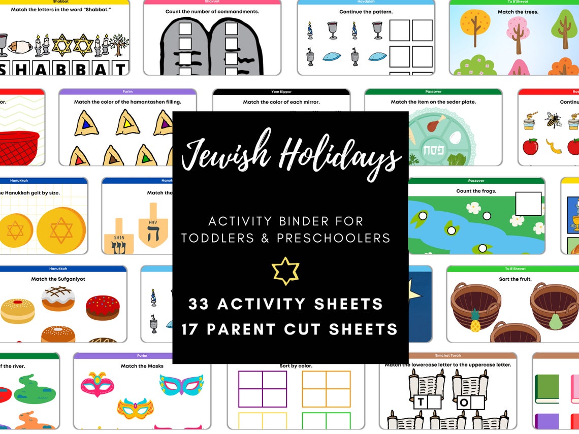 Jewish Holiday Preschool Learning Binder Jewish Holiday Busy Etsy