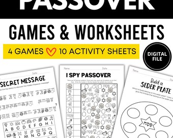Passover Activity Sheets & Games | Jewish Printables | Passover Games for Kids | Jewish Education | Passover Seder | Jewish Teacher