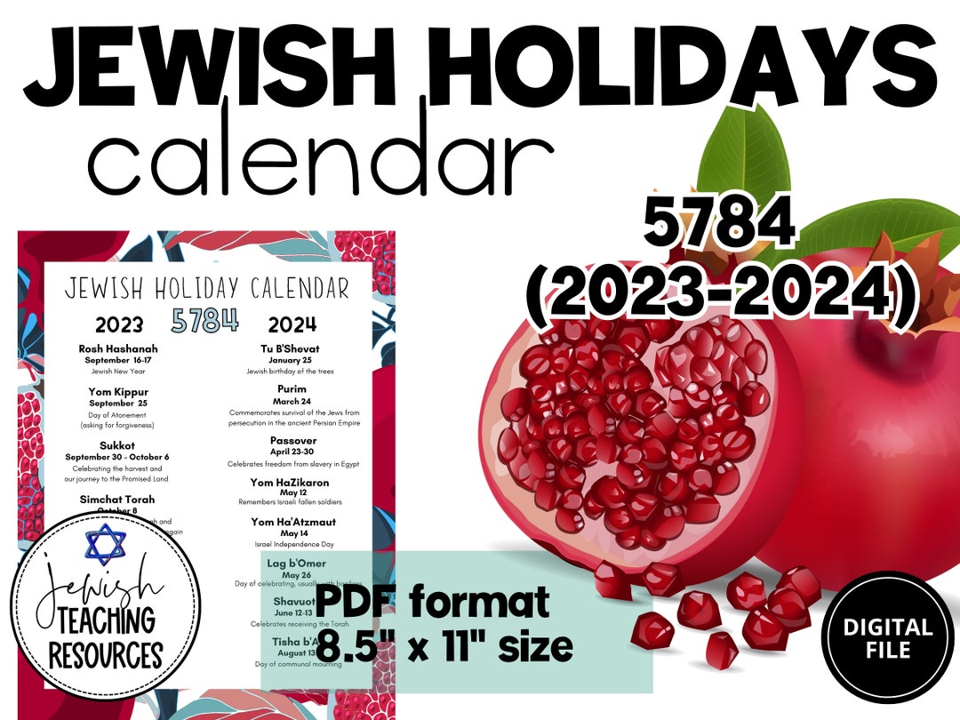 Jewish Holiday Calendar 20232024, Hebrew Calendar 5784, Rosh Hashanah