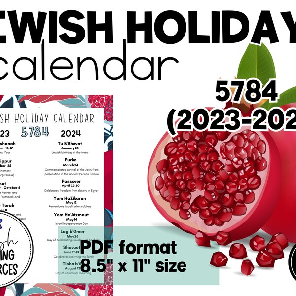 Calendar 5784 Etsy