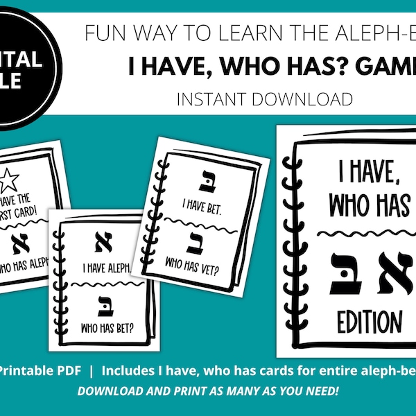 I Have, Who Has? Game - Aleph-Bet Edition | Learning Hebrew | Hebrew School Game | Hebrew Alphabet