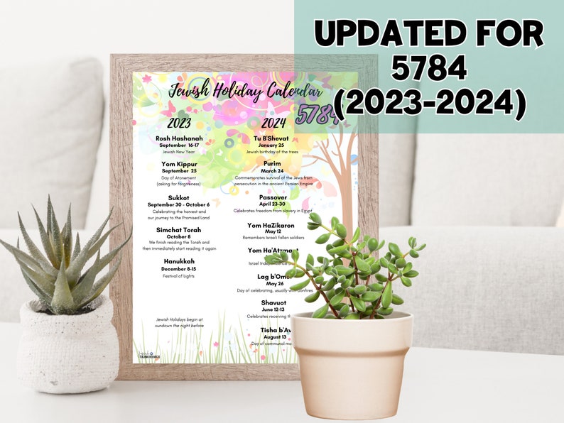 Jewish Holiday Calendar 20232024, Hebrew Calendar 5784, Rosh Hashanah