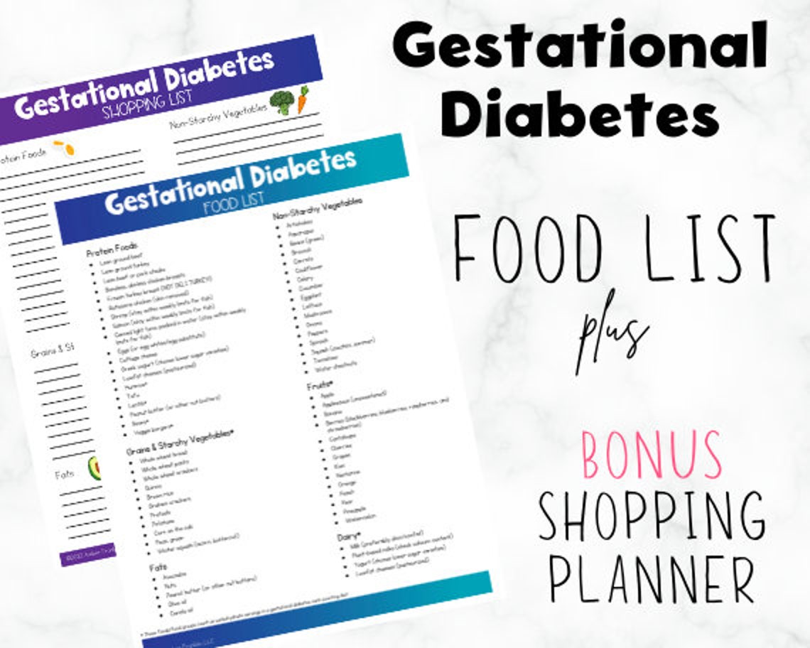 Gestational Diabetes Food List & BONUS Shopping Planner Etsy