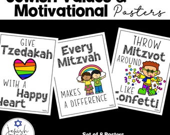 Jewish Values Motivational Posters Mitzvah Mitzvot Tikkun Olam