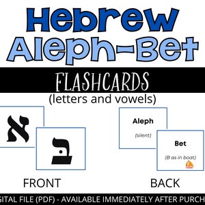 Tarjetas didácticas del alfabeto hebreo (Aleph-Bet)