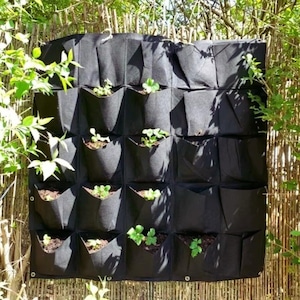 Jardinera vertical de pared: bolsa de cultivo colgante grande con amplios bolsillos para verduras, hierbas y flores / Jardinera de pared para exteriores