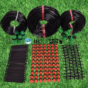 Kit de riego por goteo: sistema de riego ajustable de 10 m a 25 m para plantas, con goteros y tuberías de microirrigación para jardín, patio e invernadero.