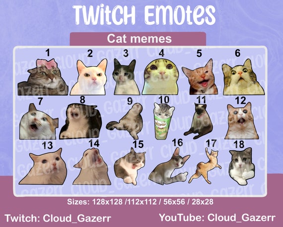 Funny Cat Faces Meme Emote Collection Twitch & Discord 