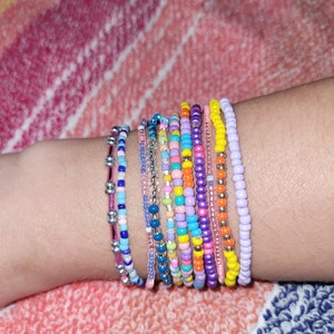Seed bead bracelets, bracelet stacks, random, boho, colorful