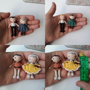 Howl&#39;s moving castle characters Sophie and Howl. Miniature pattern. doll. Miniature amigurumi. micro toy