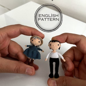 English pattern. Howl&#39;s moving castle characters Sophie and Howl. Miniature pattern. doll pattern. Miniature amigurumi pattern