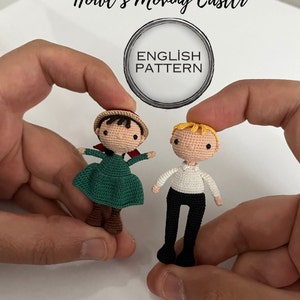 English pattern. Howl&#39;s moving castle characters Sophie and Howl. Miniature pattern. doll pattern. Miniature amigurumi pattern