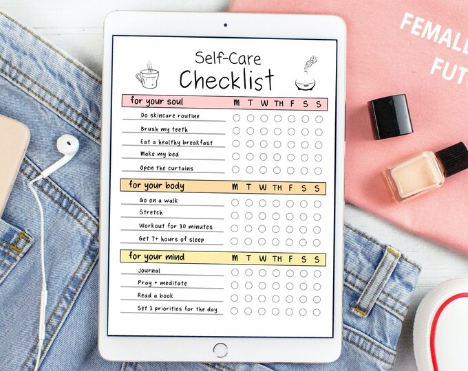 Daily Self Care Checklist Printable | Self Care Routine | Daily Habit ...