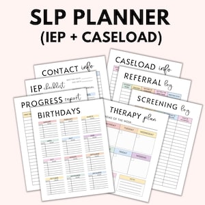 Speech Therapy Planner, Speech Planner, IEP Planner, SLP Planner, School SLP Planner, slp data sheets, Printable Speech Therapy Resources