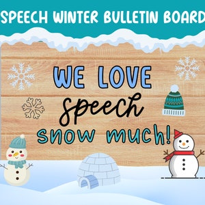Winter Speech and Language Bulletin Board, Speech Bulletin Kit, Classroom Bulletin Board Kit, Speech Therapy Decor, SLP Classroom Decor