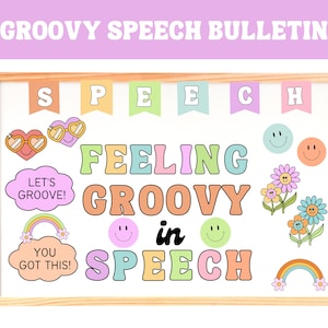 Groovy Speech Bulletin Board, Speech Bulletin Board Kit, Printable Classroom Decor, SLP Bulletin Board, Speech Decor, Speech Classroom Decor