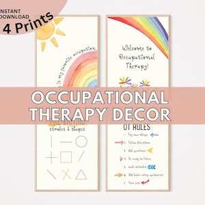Ergotherapie Dekor, 4er Set, Ergotherapie Wandkunst, OT Poster, Ergotherapie Raumdekor, druckbare OT Dekor Drucke