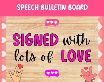 Speech Therapy Bulletin Board Kit - February Valentines Theme, Digital Download, Classroom Decor, Speech Room Printable
