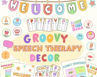 Decoração de sala de aula e escritório de terapia de fala, decoração de sala de aula de fala e linguagem, decoração de escritório de fala, decoração de sala de aula SLP e pôsteres