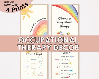 Poster digitali per la terapia occupazionale: decorazioni per la stanza della terapia occupazionale, stampe colorate stampabili (set di 4, download immediato)