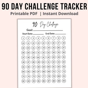 90 dagen uitdaging tracker afdrukbaar | Doelvoortgangstracker | PDF-gewoontetracker | Digitale download | Pdf