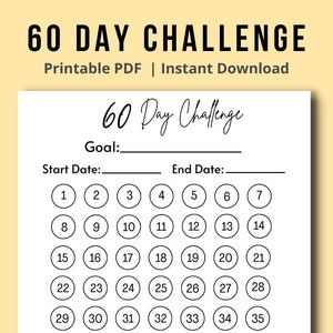 60 Day Challenge Tracker Printable | Goal Progress Tracker | Habit Tracker | Digital Download | PDF