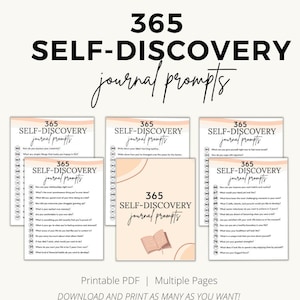 365 Self-Discovery Journal Prompts Printable, Shadow Work Journaling Prompts, Printable Journal Pages, Writing Prompts, Instant Download PDF