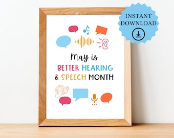 Speech Therapy Decor, Better Hearing And Speech Month, Speech Therapy Poster, slp decor, slp poster, slp therapy office decor, speech decor