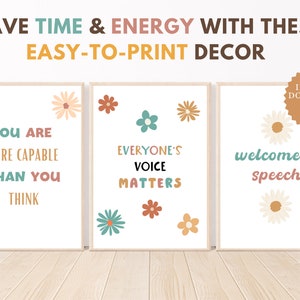 Boho Speech Decor, set of 3, Speech Therapy Room Decor, Speech Pathology Decor, Speech Room Posters, SLP Posters, SLP Decor, SLP Room Decor