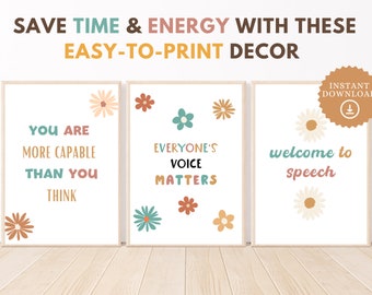 Speech Decor Bundle: Regenbogentherapie Prints - Speech Pathology Room, Digital Download, Klassenzimmer Wandkunst