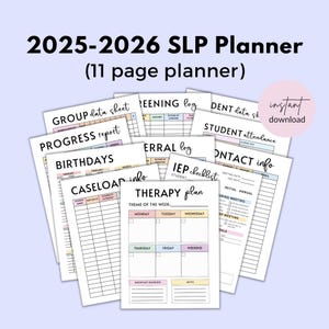 2025-2026 Sprachpathologenplaner, druckbarer SLP-Planer, IEP-Planer, Schul-SLP-Planer, Sprachtherapieplaner, SLP-Formulare,